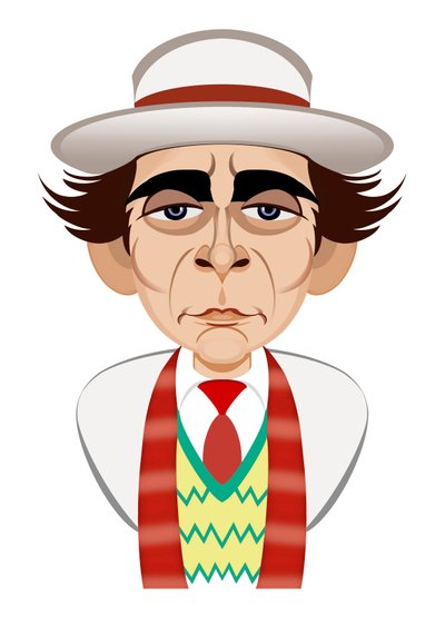 Sylvester McCoy as Doctor Who - caricature by Neale Osborne